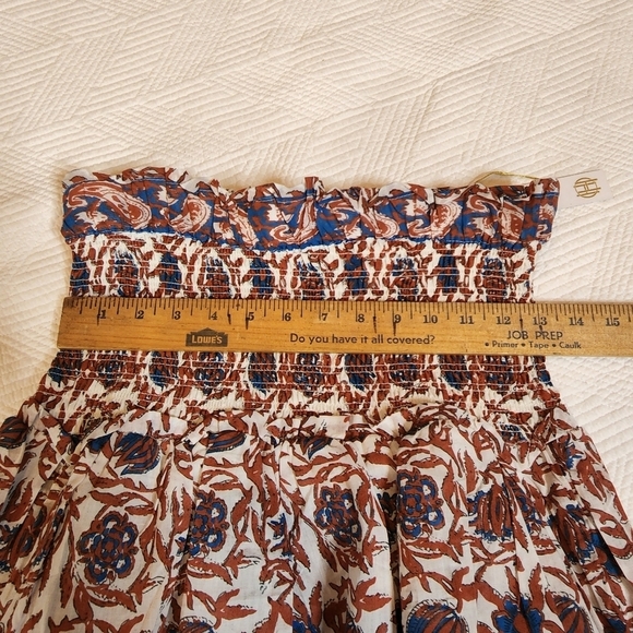 NWT House of Harlow 1960 smocked marbled rust skirt.  L - Picture 6 of 15